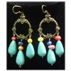 Image 1 : ELEGANT MULTICOLOR PEARL AND BLUE TURQUOISE DANGLING