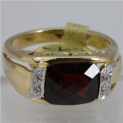 Genuine  4.04 ctw  Garnet Ring  14KT Yellow Gold