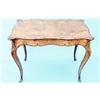 Image 1 : A Victorian figured burr walnut card table banded in tulipwood and having serpentine folding top...