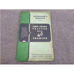 John Deere Model 40 Crawler Operators Manual