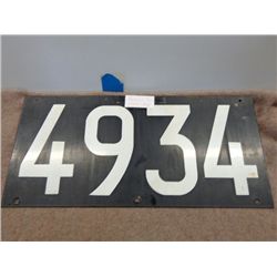 Vintage Railroad Train Number Sign #4934