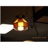 Image 1 : HANGING CEILING LAMP - LEADED GLASS - BROWN & CREAM