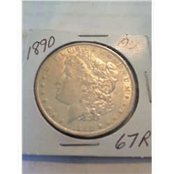 1890 MORGAN SILVER DOLLAR AU