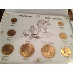 US GOLD SET, INCLUDES $20 1908 MS-63 PLUS 6 MORE, 7 TOTAL