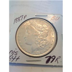 1887 BU MS-64+ MORGAN SILVER DOLLAR