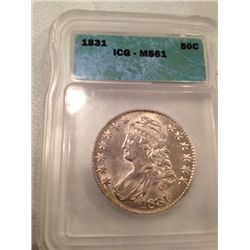 1831 Capped Bust Half Dollar MS-61