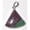 STERLING SILVER .925 RUBY ZOISITE BEAUTIFUL LARGE TRILLIANT SHAPE PENDANT TOTAL WEIGHT IS 8.76 GRAMS