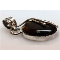 Natural 23.77 ctw Tiger Eye Oval Pendant .925 Sterling