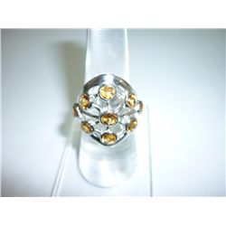 43.00 CTW CITRINE RING .925 STERLING SILVER