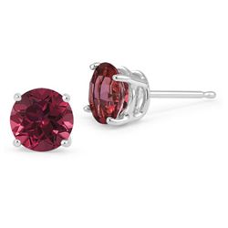 Genuine 0.90 ctw Ruby Stud Earrings 14kt Gold-White