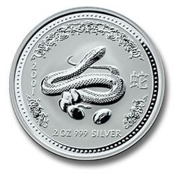 Australian Lunar Silver 2 oz Silver 2001 Snake