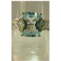 22.45 ctw 14 K Gold Plated silver Blue Topaz Ring