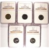 5 PROOF JEFFERSON NICKELS NGC (60-66,62-66,62-67,63-65,63-66),