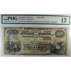 1882 $10 NATIONAL GARNETT, KS #5292 PMG 12