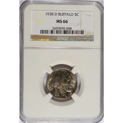 1938-D BUFFALO NICKEL, NGC MS-66  SUPERB