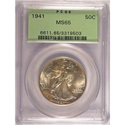 1941 WALKING LIBERTY HALF DOLLAR, PCGS MS-65 GREEN LABEL