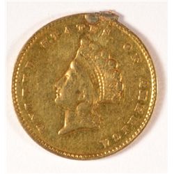 1855 T-2 GOLD DOLLAR XF-AU DAMAGED ON RIM, EX-JEWELRY, SAVE!