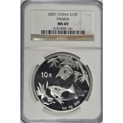 2007 1 OZT .999 FS CHINA PANDA NGC MS69