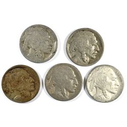 (5) 1917-S BUFFALO NICKELS CIRCULATED