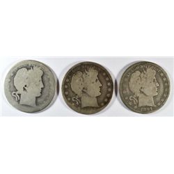 BARBER HALF DOLLAR LOT: 1896-S AG, 1897-O AG, 1893-S AG