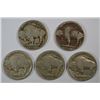 Image 2 : 5 DIFFERENT BUFFALO NICKELS (17,17-D,17-S,18-D,19-D) GOODS