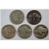 Image 2 : 5 DIFFERENT BUFFALO NICKELS (19-S,20-D,21,23-S,24) GOOD-VF