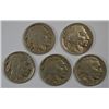 Image 1 : 5 DIFFERENT BUFFALO NICKELS ( 24-D,25-D,26,26-D,27-S) GOOD-VF