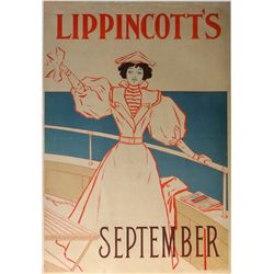 William L. Carqueville "Lippincott's" antique poster