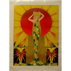 Jean Francois Ibos “Sunflower Lady” lithograph
