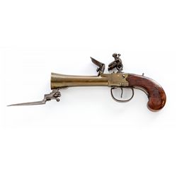 Cont'l Flared Barrel Flintlock Pistol, w/bayonet