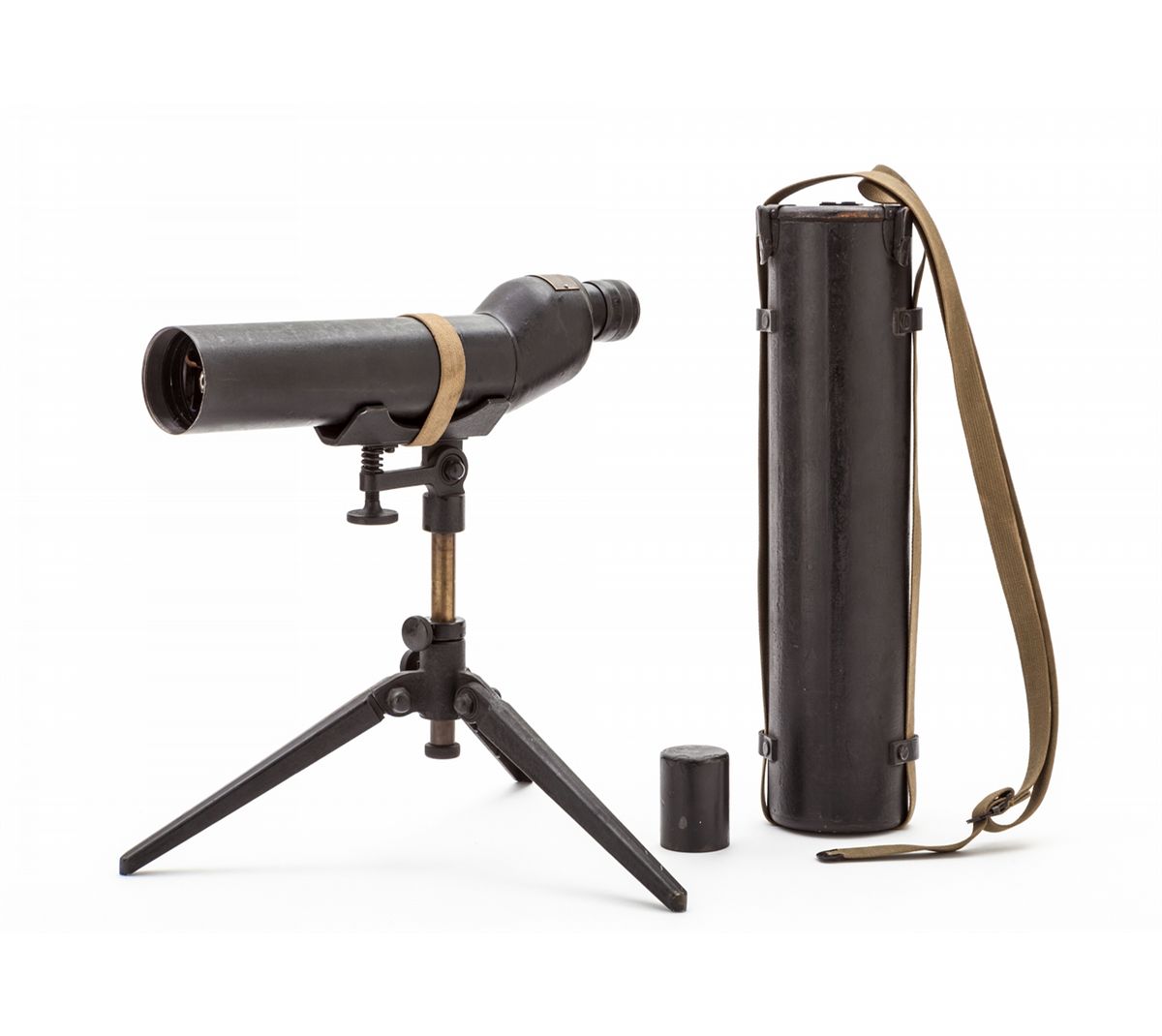 WWII M49 Telescope, case & tripod