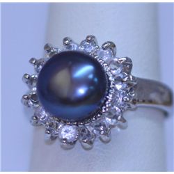 BLACK PEARL AND CZ RING