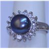 Image 1 : BLACK PEARL AND CZ RING