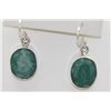 Image 1 : 21.82 CTW EMERALD EARINGS .925 STERLING SILVER