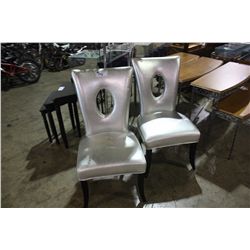 2 SILVER LEATHER CHAIRS