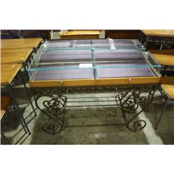 2 WROUGHT IRON & GLASS DISPLAY CASES
