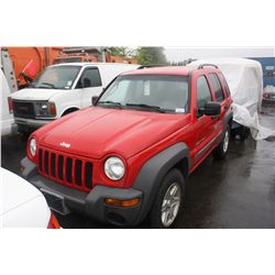 2002 RED JEEP LIBERTY SPORT 4DR SUV 137,123KM GAS 3.7L/V6 AUTOMATIC VIN:1J4GL48KX2W324926