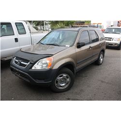 2002 BROWN HONDA CRV 4DR SUV 84,613KM GAS 2.4L MANUAL VIN:JHLRD77462C025213 - VEHICLE IMPORTED FROM