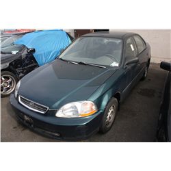 1996 GREEN HONDA CIVIC LX 4DR SDN 242,147KM GAS 1.6L AUTOMATIC VIN:2HGEJ6634TH907178 - 5 COLLISIONS