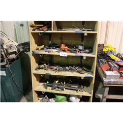 SHELF WITH ASSORTED CLAMPS AND HAND TOOLS