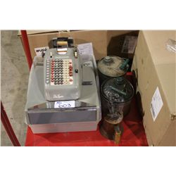 CASH REGISTER AND ASSORTED GAS CANS