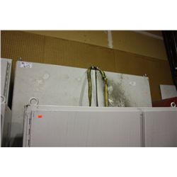 LARGE 2 DOOR METAL CABINET DENTS AND CUT OUTS