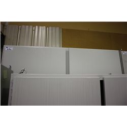 LARGE 2 DOOR METAL CABINET WITH DENTS AND CUT OUTS