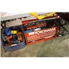Image 1 : TOOL BOX AND BIN OF ASSORTED TOOLS