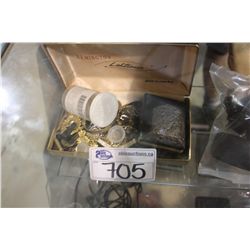 ASSORTED JEWELRY, COINS ETC.