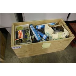 BOX OF ASSORTED CONSTRUCTION SUPPLIES