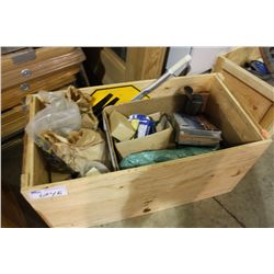 BOX OF ASSORTED CONSTRUCTION SUPPLIES