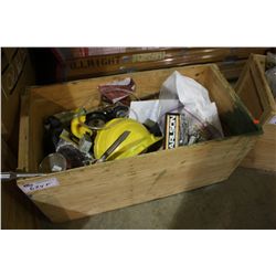BOX OF ASSORTED CONSTRUCTION SUPPLIES