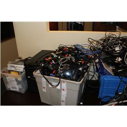 2-BINS OF CABLES & MISC.