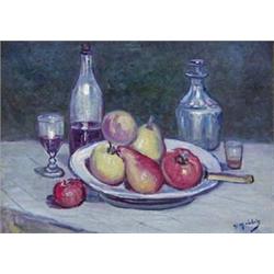 GUSTAVE MADELAIN (French. 1867-1944)  Nature Morte En La Coupe De Fruits . Signed G. Madelain l/r...